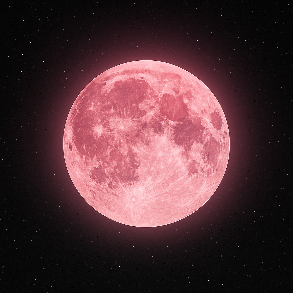 Luna rosa sobre el cielo